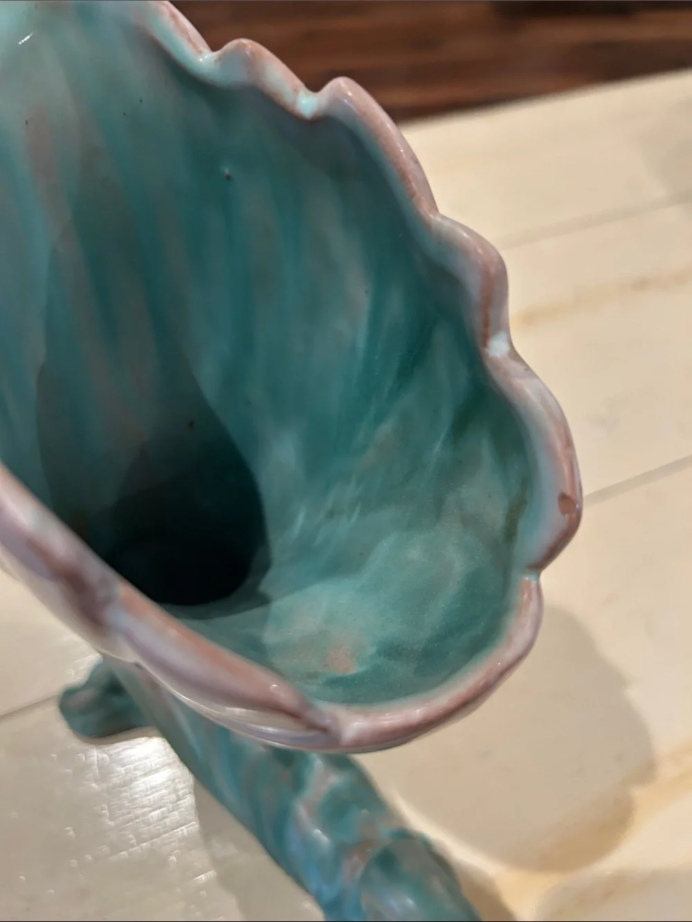 Vintage “Terra Rose” Lily Model #3619 Ceramic Vase in Pink and Aqua